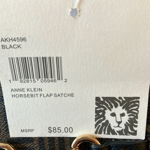 Anne Klein: Horsebit Flap satchel handbag- brown/black - Picture 4 of 9